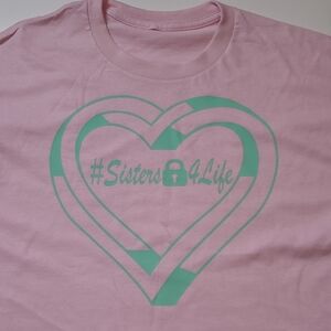 Pink and Green Heart Graphic Short Sleeve Tee